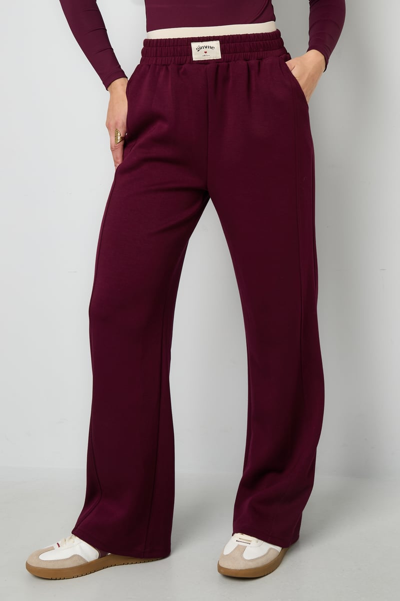 Polyester fiber (polyester) Straight pants Solid color Sporty All Fit  Clothes - SevanaMode