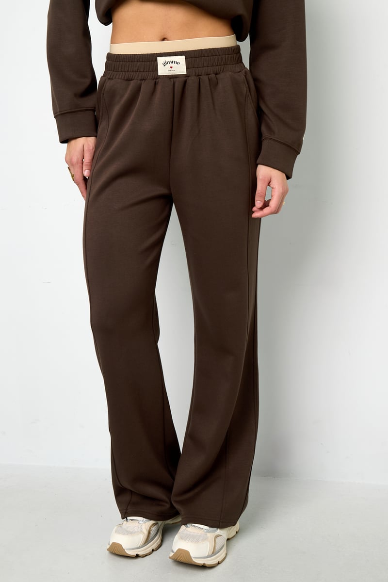 Polyester fiber (polyester) Straight pants Solid color Sporty All Fit  Clothes - SevanaMode