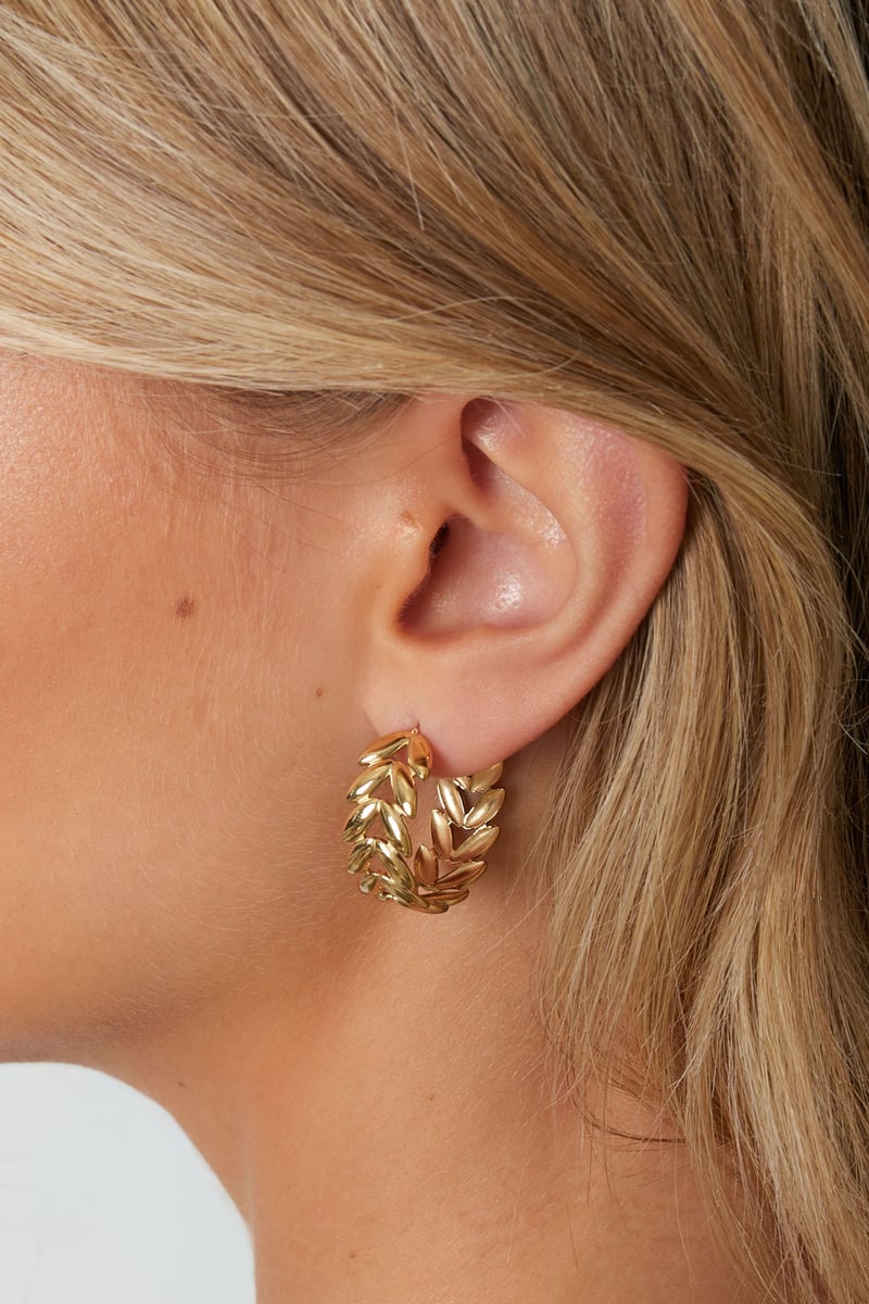 Stainless Steel Hoop Earrings leaf Casual Daily Simple Series Women's jewelry - SevanaMode