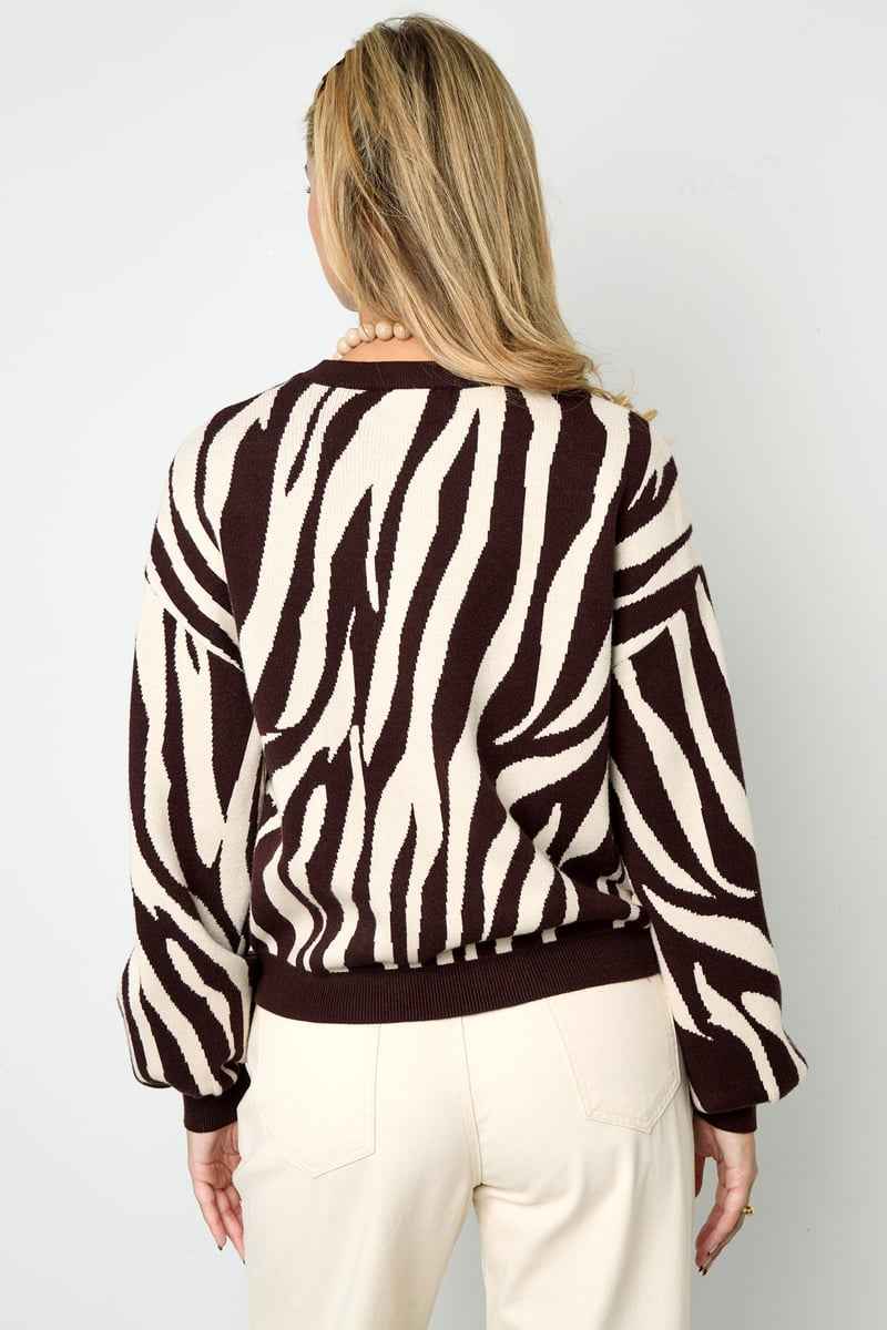 Zebraprint gebreide trui voor stijlvolle casual herfst- en wintermode