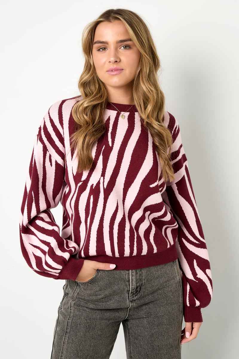 Zebraprint gebreide trui voor stijlvolle casual herfst- en wintermode