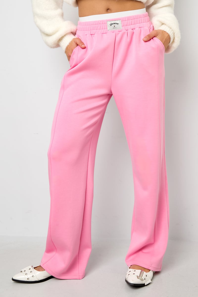 Polyester fiber (polyester) Straight pants Solid color Sporty All Fit  Clothes - SevanaMode