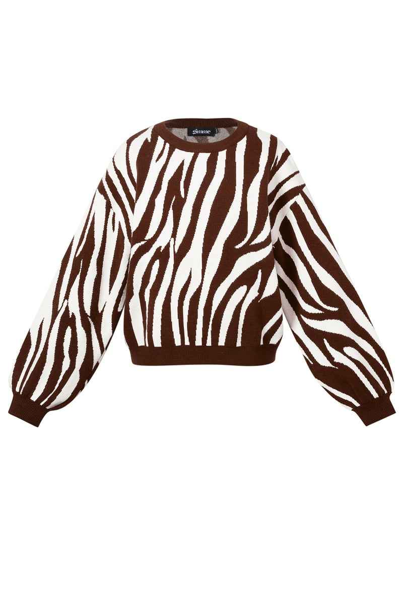Zebraprint gebreide trui voor stijlvolle casual herfst- en wintermode