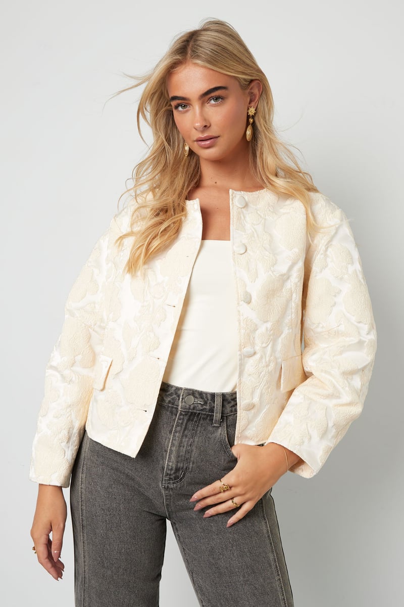Jacquard Balloon Sleeve Jacket - SevanaMode