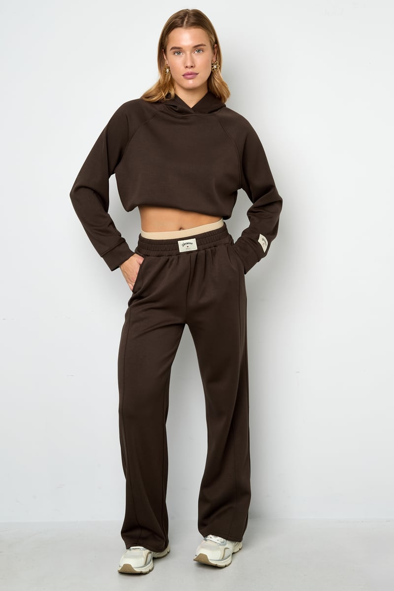 Polyester fiber (polyester) Straight pants Solid color Sporty All Fit  Clothes - SevanaMode