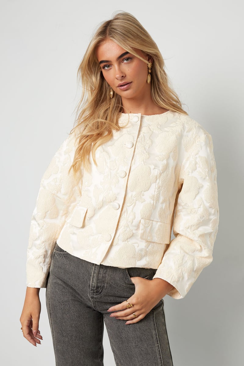 Jacquard Balloon Sleeve Jacket - SevanaMode