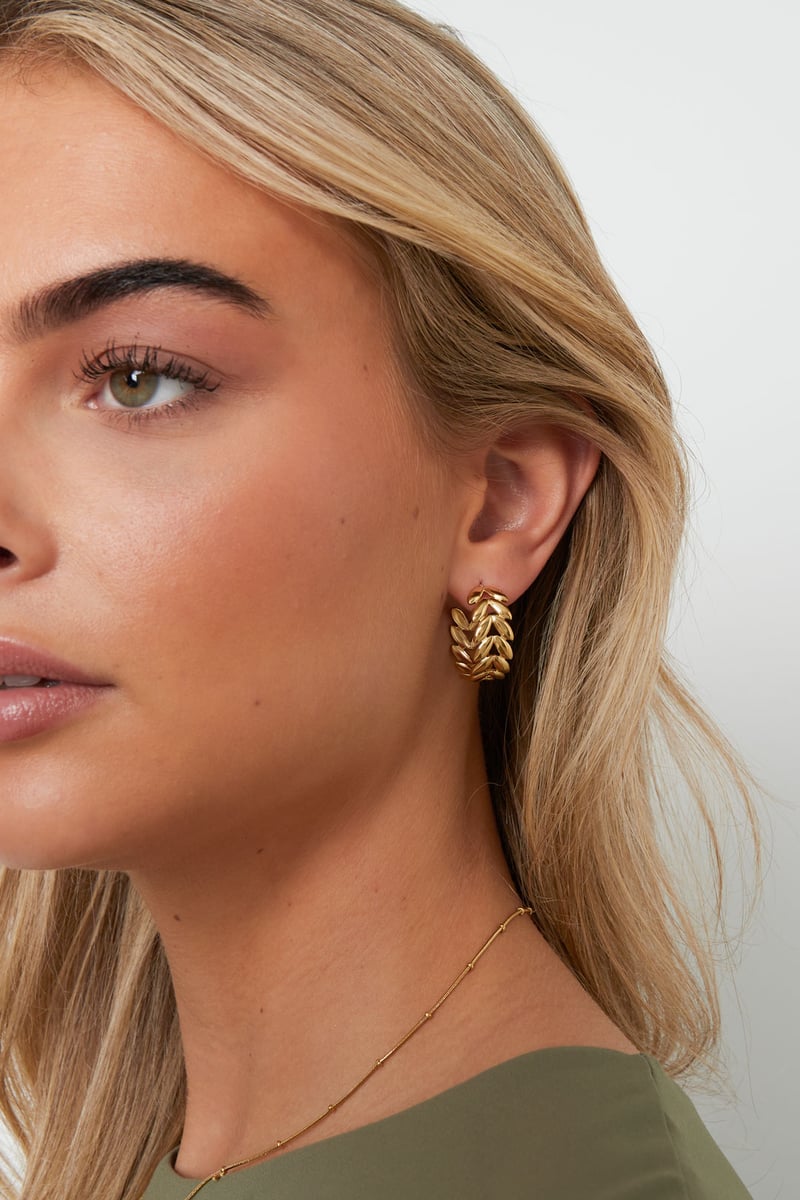 Stainless Steel Hoop Earrings leaf Casual Daily Simple Series Women's jewelry - SevanaMode